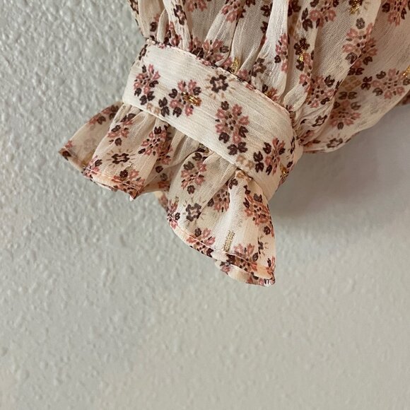 Rachel Zoe Boho Peasant Flowy Ruffle Blouse Floral Size L - Picture 6 of 8